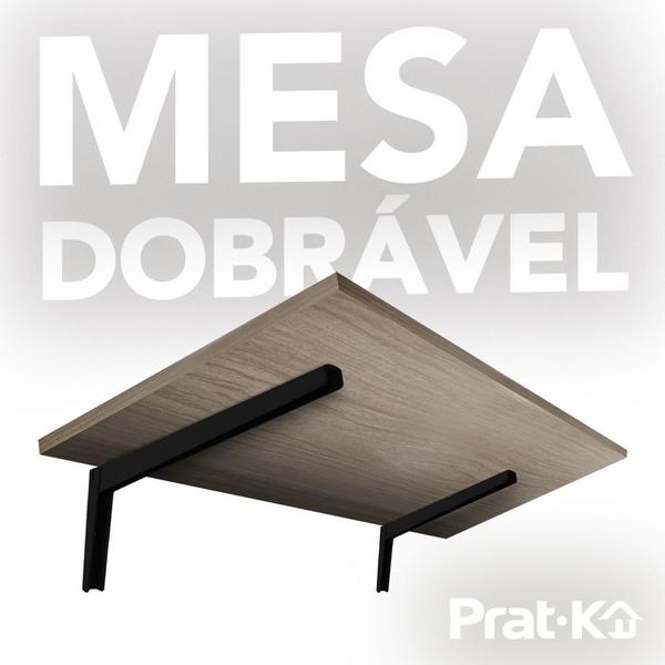 Imagem de Mesa Dobravel Nogueira 1,5x40x60cm com Suporte Preto