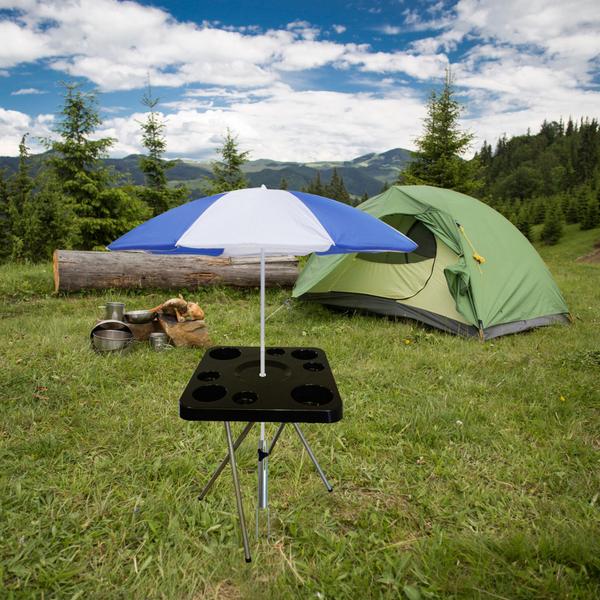 Imagem de Mesa Dobravel Para Petiscos Praia e Suporte Guarda Sol Chão