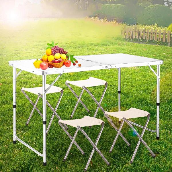 Imagem de Mesa Dobrável Portátil Vira Maleta Camping Praia 120X60Cm