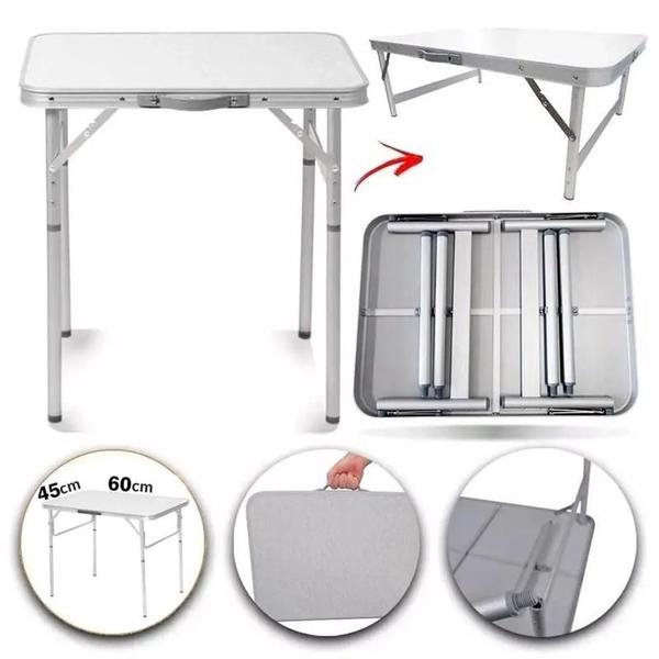 Imagem de Mesa dobrável portátil vira maleta camping praia 60x45cm