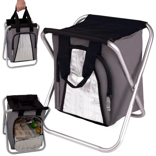 Imagem de Mesa Dobravel Robust 80 Cm Ajustavel Camping + Banqueta Dobravel Cooler Acoplado 25 L  Kit 