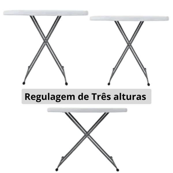 Imagem de Mesa Dobravel Robust Altura Ajustavel 80 Cm + Cadeira Dobravel Araguaia Premium  Kit 