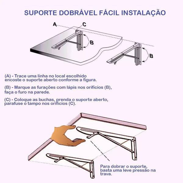 Imagem de mesa dobrável  suporte com trava de segurança    80x40x1,5 cm