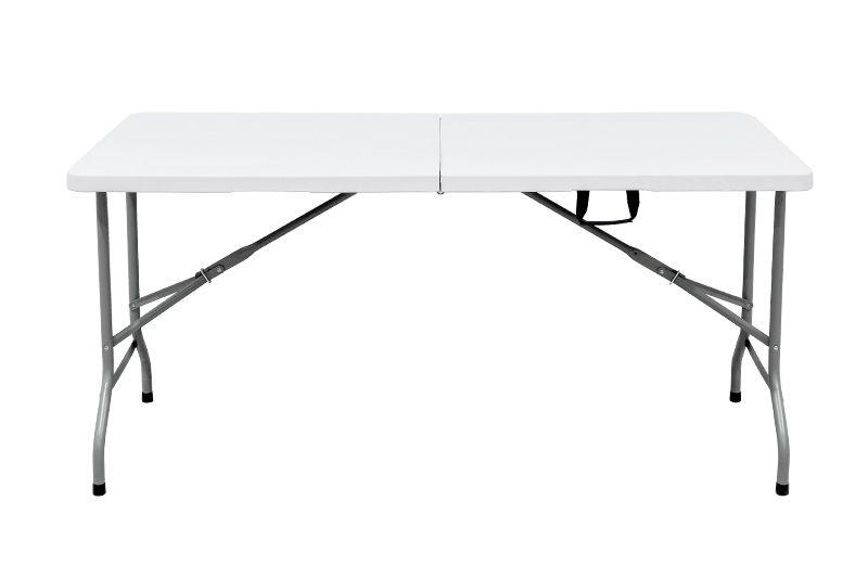 Imagem de Mesa Dobrável Tipo Maleta Prática e Durável 180x60cm Branca - WAW Design