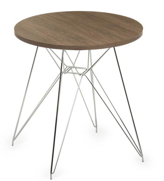 Imagem de Mesa Eames 70 cm Tampo Redondo Imbuia Base Torre Cromada - 28702