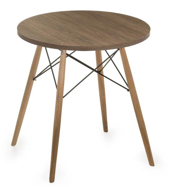 Imagem de Mesa Eames 80 cm Tampo Redondo Imbuia Base Madeira Clara - 28587