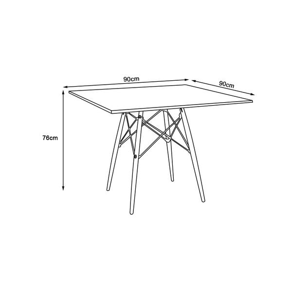 Imagem de Mesa Eames Eiffel Quadrado Tampo de Madeira 90cm Amêndoa