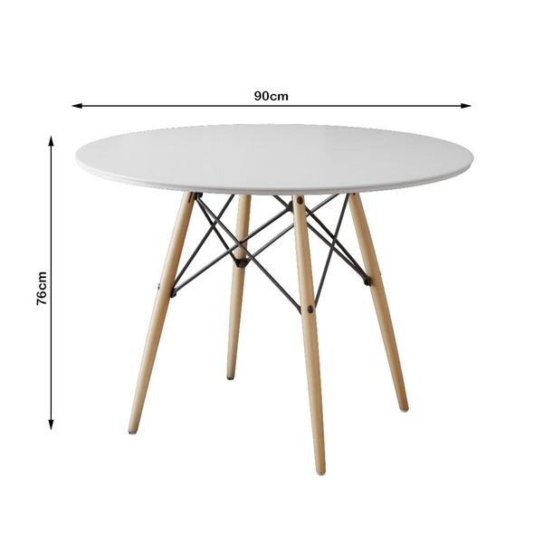 Imagem de Mesa Eames Eiffel Redondo Tampo de Madeira 90cm Branco