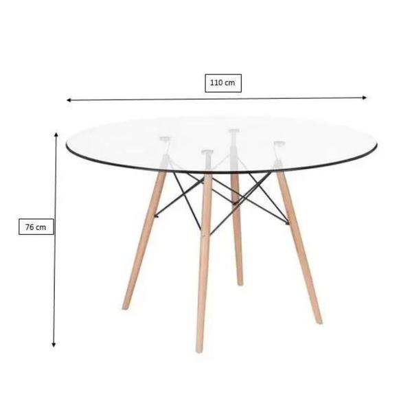 Imagem de Mesa Eames Eiffel Redondo Tampo De Vidro 110cm