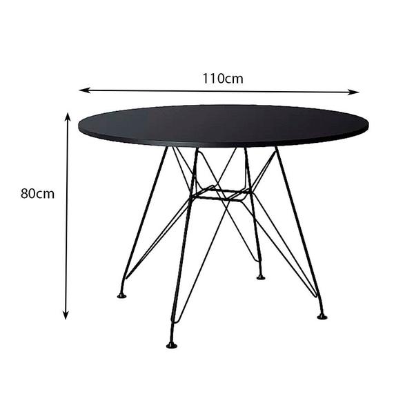 Imagem de Mesa Eames Ferro Preto Tampo Redondo Madeira Preto 110cm