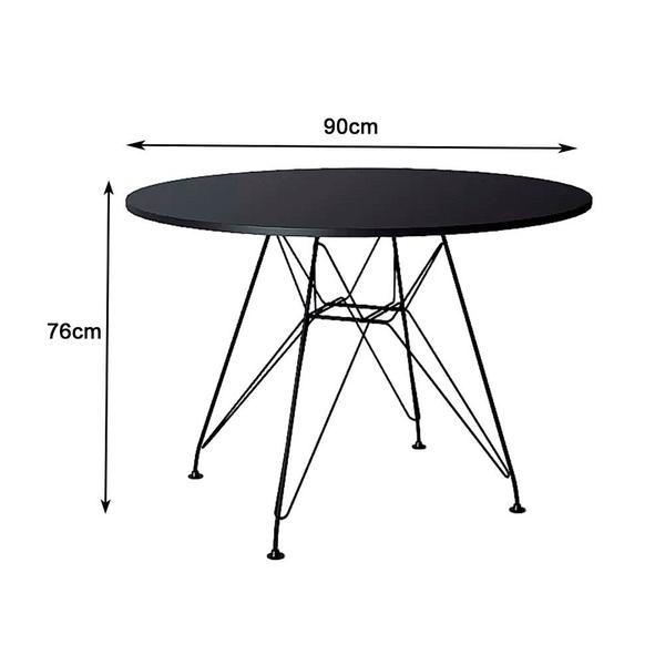 Imagem de Mesa Eames Ferro Preto Tampo Redondo Madeira Preto 90cm