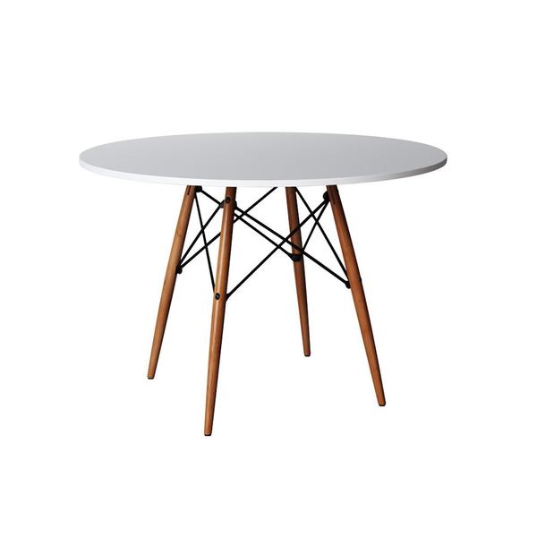 Imagem de Mesa Eiffel Design Charles Eames 110cm Branca Base Madeira Maciça