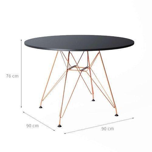 Imagem de Mesa Eiffel Redonda 90cm Tampo De Madeira Preto Com Base De Ferro Cobre