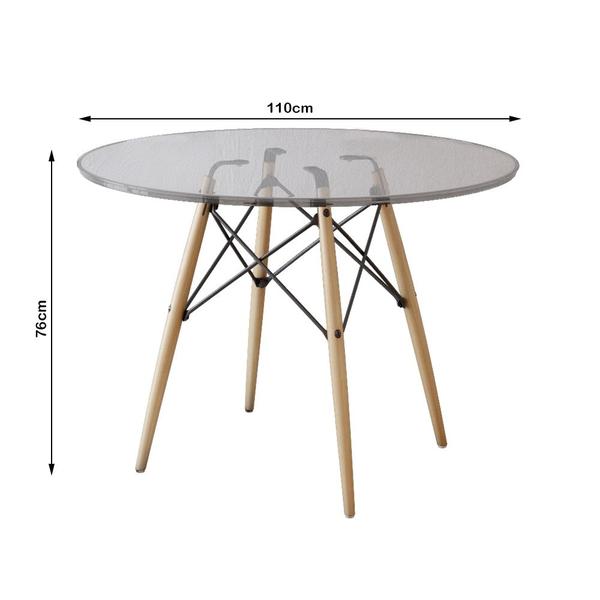 Imagem de Mesa Eiffel Wood Tampo de Vidro 110cm 