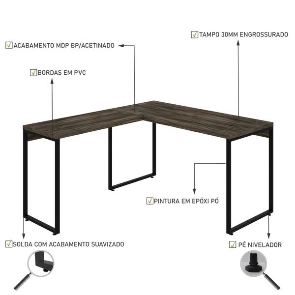 Imagem de Mesa em L Kuadra Office 135X150X75cm