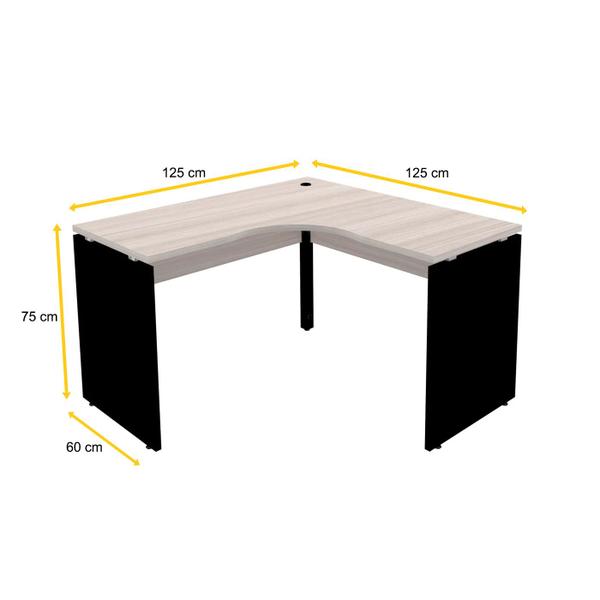 Imagem de Mesa em l p/ escritório 125x125 pandin p25 - nogueira/preto