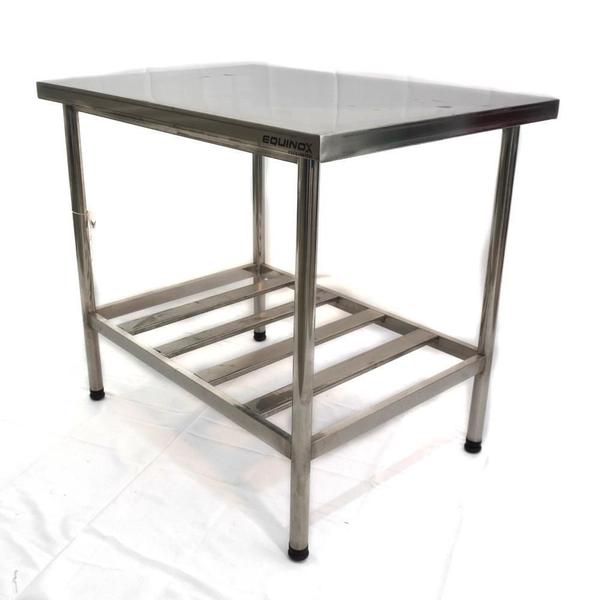 Imagem de Mesa equinox tampo liso inferior grade 100x70 inox eco metal frantz