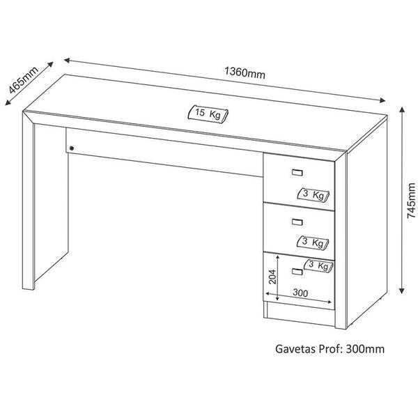 Imagem de Mesa Escritório 136x74,5x46,5 cm Nogal Tecnomobili