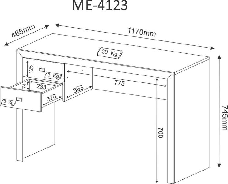 Imagem de Mesa Escritório 2 Gavetas ME4123 Branco - Tecnomobili