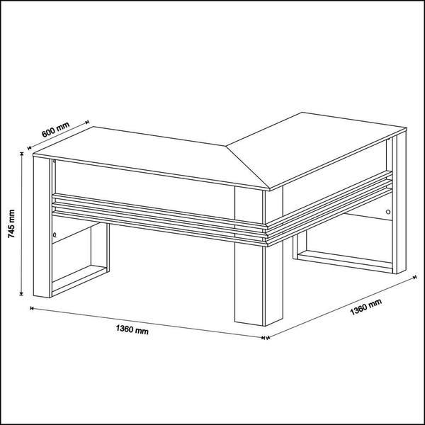 Imagem de Mesa Escritório de Canto Multimóveis CR25042 Nogal/Preto