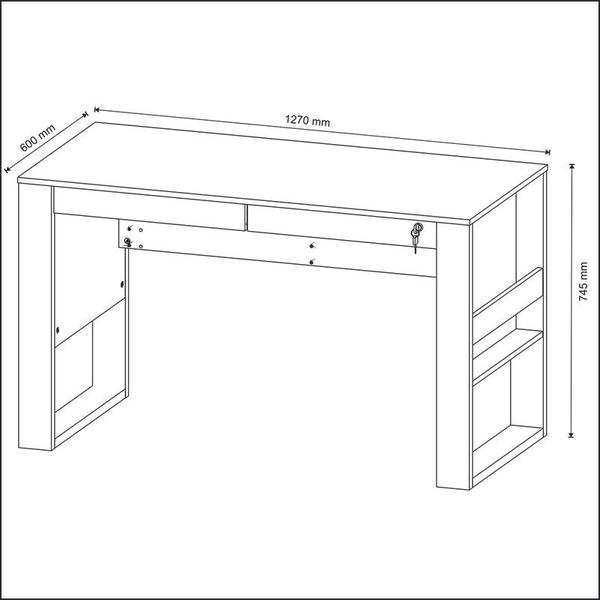 Imagem de Mesa Escrivaninha 2 Gavetas 127x74,5x60cm Nogal/Preto