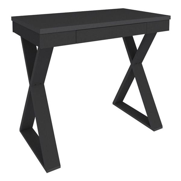 Imagem de Mesa Escrivaninha 90cm Veneti E Estante Livreiro 45x81cm Lean A06 Preto - Mpozenato