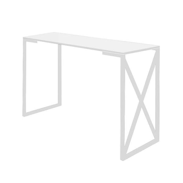 Imagem de Mesa Escrivaninha Bex Industrial Escritório Ferro Branco MDF Branco - Ahz Móveis