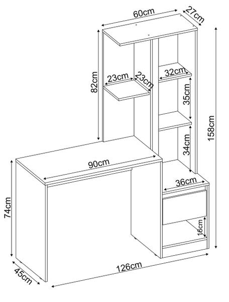 Imagem de Mesa Escrivaninha Com Armário / Estante Lateral Quarto Escritório Estudo Trabalho Notebook Morada 29800