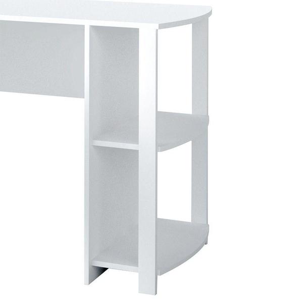 Imagem de Mesa Escrivaninha Em L Malu E Estante Livreiro 90x187cm Lean A06 Branco - Mpozenato