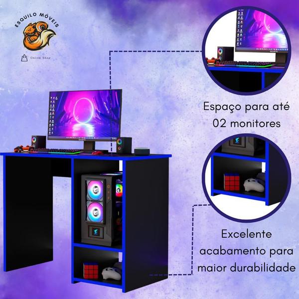 Imagem de Mesa Escrivaninha Gamer Organizador Home Office Azul