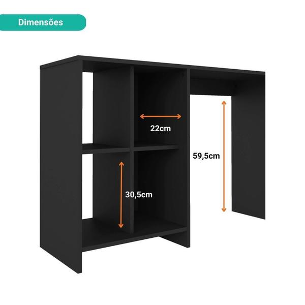 Imagem de Mesa Escrivaninha Para Notebook 110X72Cm 4 Nichos Matrix Artely Preto