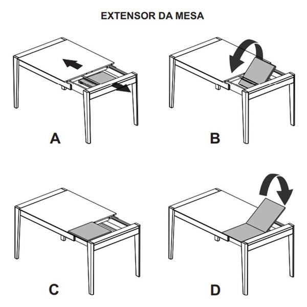 Imagem de Mesa Extensível Retangular de 1,20m a 1,60m Madeira Maciça Tampo Laminado Tarsila Yescasa