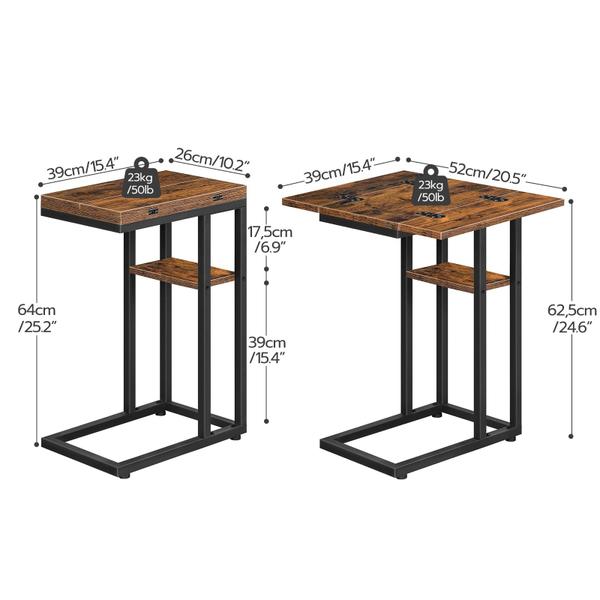 Imagem de Mesa final dobrável HOOBRO em forma de C com armazenamento, marrom/azul