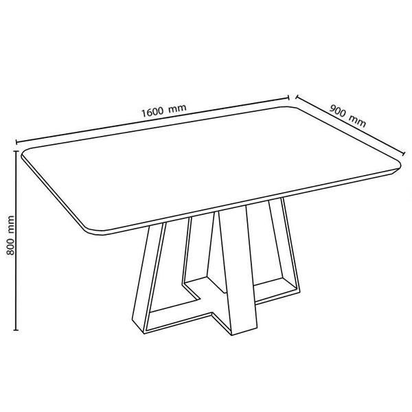 Imagem de Mesa Flora para Sala de Jantar 1600x900 Freijó/Preto Brilho - FdECOR