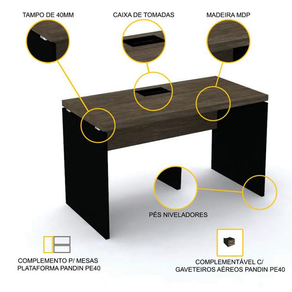 Imagem de Mesa frontal 121x60 pandin pe40 - imbuia