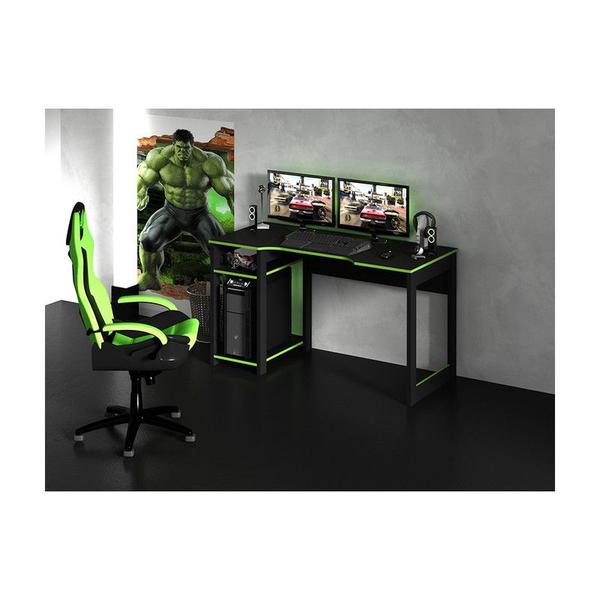 Imagem de Mesa Gamer 136x75x60 cm Preto/Verde Tecnomobili