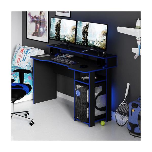 Imagem de Mesa Gamer 136x89,5x60 cm Preto/Azul Tecnomobili