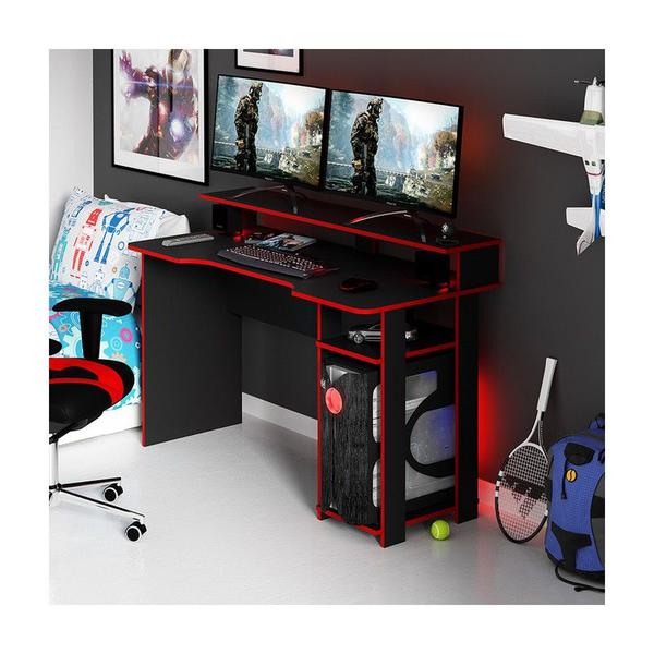 Imagem de Mesa Gamer 136x89,5x60 cm Preto/Vermelho Tecnomobili