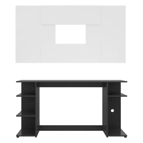 Imagem de Mesa Gamer com Painel e Suporte TV 55" Guilda Multimóveis Preto/Branco