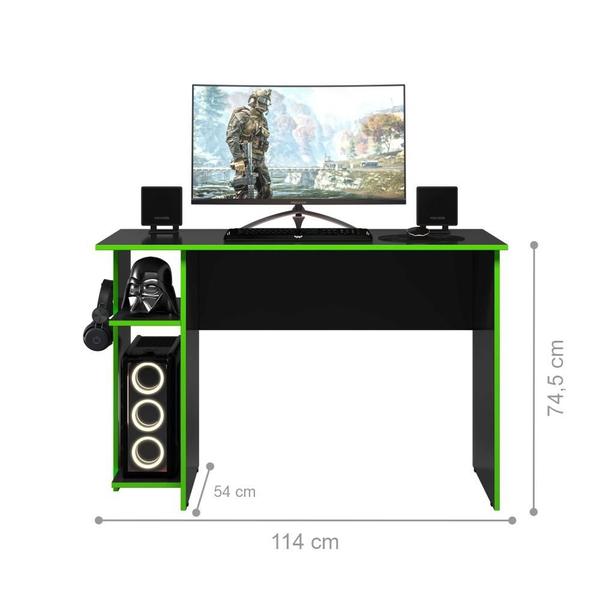 Imagem de Mesa Gamer com Suporte de Fone Zalie Preto Verde