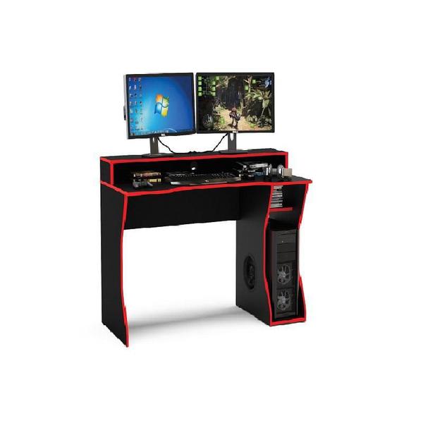 Imagem de Mesa Gamer Computador Escrivaninha Preto Vermelho Fremont