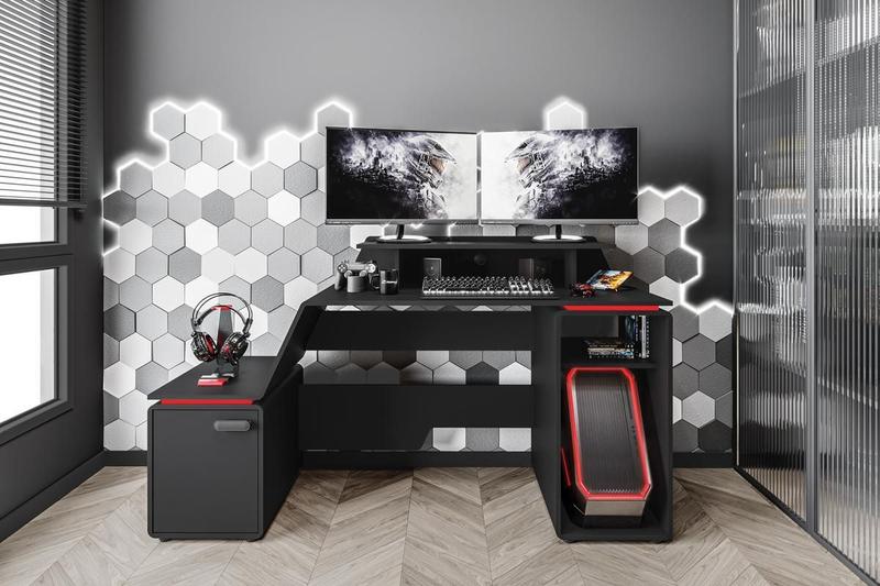 Imagem de Mesa Gamer E Escritório Xt Racer Space Two Preta Detalhe