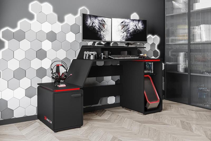 Imagem de Mesa Gamer E Escritório Xt Racer Space Two Preta Detalhe