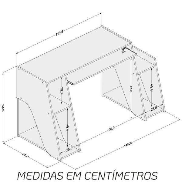 Imagem de Mesa Gamer Escrivaninha Kyoto Politorno