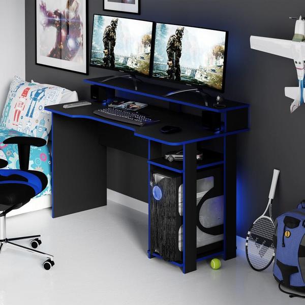 Imagem de Mesa Gamer ME4153 TCM Preto e Azul