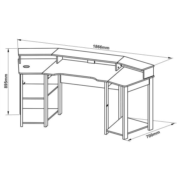 Imagem de Mesa Gamer Para 2 Monitores em Curva Com Estante e 2 Balcões