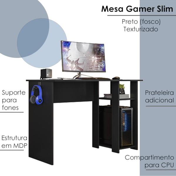 Imagem de Mesa Gamer Para Computador 5050 Preto Fosco PLLA