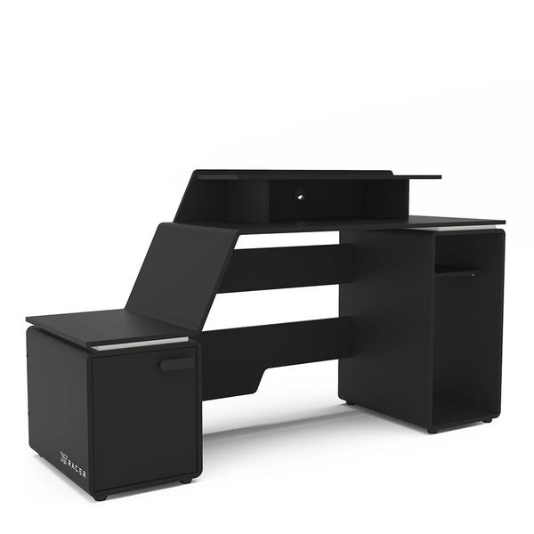 Imagem de Mesa Gamer XT Racer Space Two 1 Porta 2 Prateleiras Preto/Branco - Politorno