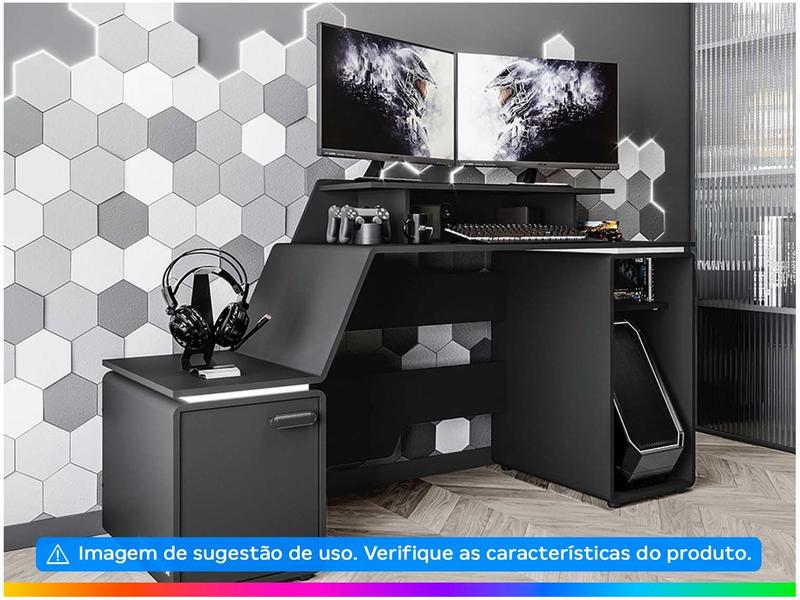 Imagem de Mesa Gamer XT Racer Space Two Preto e Branco 2 Nichos 1 Porta