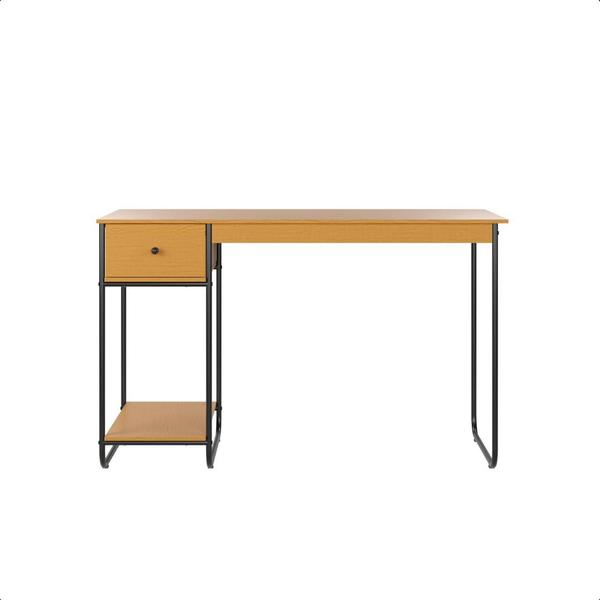 Imagem de Mesa Home Office em Aço 125 x 55 cm com Gaveta Criare Canela